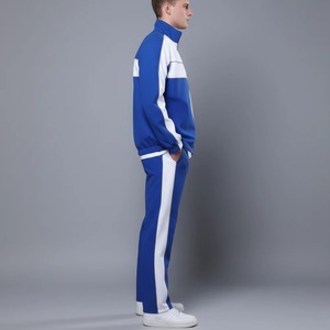 Chándal Deportivo para Hombre en Azul y Blanco con Bloques de Color, Cuello Alto, Poliéster, Corte Regular y Bolsillos Laterales - Product Image 3