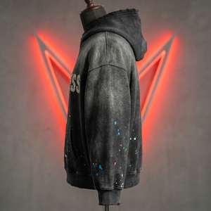 Sweat à capuche pour homme en molleton 100% coton 500 g/m² épais, imprimé à l'acide, coupe ample vintage, style streetwear, avec poche, respirant, logo personnalisé - Product Image 3