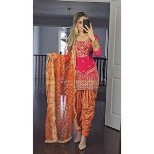 Salwar Kameez de créateur en polyester pour occasions spéciales, taille XL, avec haut, dhoti et dupatta - Product Image 2