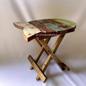 Mesa de Centro Plegable de Madera Reciclada de Barco, Color Natural, Hecha a Mano, Calidad de Exportación, Mueble Compacto para Interiores y Exteriores - Product Image 1