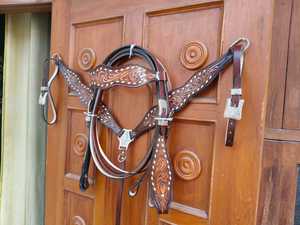 Handcrafted <b>Leather</b> Headstall Breastplate Buck Stitch | Western Horse Bridle Set | <b>Tooled</b> Adjustable Equestrian Tack Set Pro I S - Product Image 2