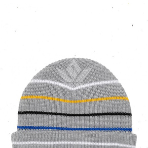 Gorro de Punto a Rayas Gris con Líneas Coloridas, Gorro de Invierno Unisex para Adultos, 56-58CM, Acrílico, Cálido, Estilo Casual - Product Image 5
