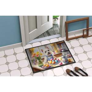 New Outdoor and Indoor 18H X 27W Non-Slip Low Pile Easter Westie <b>Doormat</b> <b>Washable</b> Entryway Rug - Product Image 4