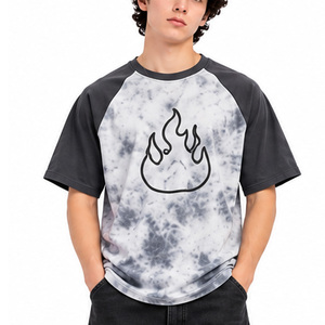 <b>Mens</b> Raglan <b>Tie</b> <b>Dye</b> <b>T</b> <b>Shirt</b> 100% Cotton Contrast Sleeve Crew Neck Graphic Print Casual Streetwear Custom Wholesale Bulk EAZWEARS - Product Image 4