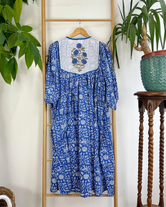 Robe longue en pur coton, imprimé indien en bloc, bohème, colorée, estivale, élégante, confortable, tenue de jour, imprimé floral, robe maxi pour femmes - Product Image 2