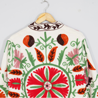 Veste matelassée en velours brodée pour femme, col rond, manches classiques, style bohème floral, écologique, automne été hiver, faite à la main