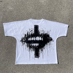 T-shirt pour homme personnalisé, coupe ample et oversize, 100% coton, style streetwear hip-hop avec impression DTG du logo sur tissu épais - Product Image 4