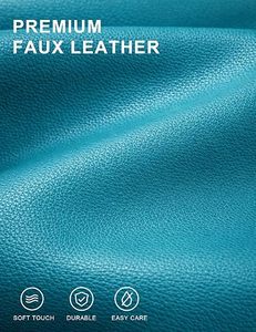 Veste en cuir PU turquoise pour homme, style motard, col rabattu, fermeture éclair, coupe ajustée, longueur normale, couleur unie - Product Image 4