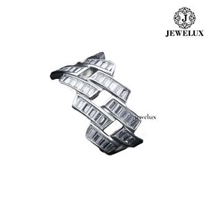 แหวนค็อกเทลทรงเรขาคณิต Jewelux เงินแท้ 925 ชุบโรเดียม ประดับเพชรทรงบาแกตต์ ดีไซน์แบบช่องใส่เพชร สไตล์มินิมอลสำหรับทุกเพศ จากอินเดีย - Product Image 1
