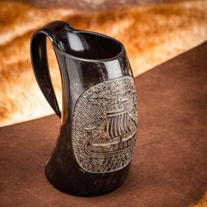 Premium Quality Buffalo Horn Mug Handmade Medieval Beer Coffee <b>Whiskey</b> Cup NEHA ENTERPRISES Design - Product Image 2