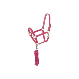 High Quality Customizable <b>Pink</b> Spandex Mesh Nylon Horse Lead Rope <b>Braided</b> Handle Metal Buckles Bridles Headstall for Equestrian - Product Image 1