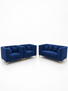 Ensemble de canapés modernes 211 PIRAMID bleu émeraude pour hôtel, salon, appartement, tissu haut de gamme personnalisé, écologique, pieds en acier inoxydable - Product Image 1