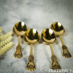 Cuchara de Postre Dorada con Diseño Artístico y Asa Esculpida, para Hogar y Hotel, de UO - Product Image 3