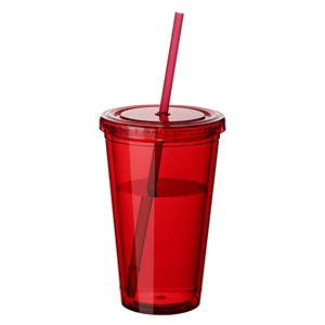 Gobelet réutilisable personnalisé avec logo, 16 oz, double paroi, en plastique, pour boissons froides, avec couvercle et paille, idéal pour les événements estivaux et les cadeaux promotionnels - Product Image 4