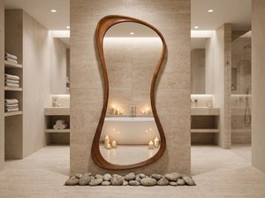 Modern Handmade Eco-Friendly Wooden Wall <b>Mirror</b> for Bedroom and Bathroom - Product Image 3