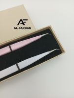 Pinces pour extensions de cils 45 degrés 14 cm, pointe en acier inoxydable solide, prise lisse, boîtes cartonnées