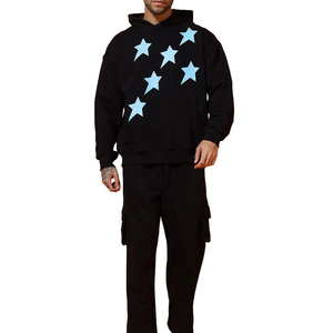 Conjunto Deportivo 2 en 1 para Hombre, con Capucha, Negro, Transpirable, Ligero, 100% Algodón, Lavado Ácido, Cierre con Cordón, Manga Larga, Casual - Product Image 1