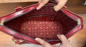 Nuevo bolso de mano personalizado de cuero rojo para mujer, bolso de lujo de cuero Crazy Horse genuino hecho a mano, bolso de hombro rojo con cremallera - Product Image 6