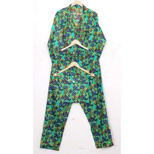 Conjunto de Pijama Casual de Lujo para Mujer, 100% Algodón, Manga Larga, Estampado Floral, Cintura Elástica, Cuello Camisero, para Primavera/Verano - Product Image 5