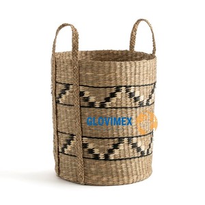 Vietrustic Eco-Friendly Rustic Storage <b>Basket</b> Handwoven Seagrass Multifunction Design for <b>Laundry</b> Storage Custom Packaging - Product Image 4