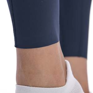 High Waist Seamless Full Length <b>Leggings</b> Solid Color Spandex Nylon Women Yoga Pants Elastic Waist Pockets Contrast <b>Stitch</b> - Product Image 5