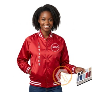Veste universitaire personnalisée en satin Delta brodé Theta, de haute qualité, respirante, imperméable, coupe-vent et matelassée pour l'automne - Product Image 1