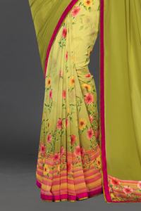 Haut concepteur Bollywood fête porter indien Georgette Saree Blouse nouveau demi-moitié imprimé Sari mariage fantaisie soie Sari Blouse - Product Image 6