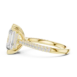Anillo de Diamantes Redondos Cultivados en Laboratorio de 4 CTW con Halo Oculto, Oro Sólido de 18K, Anillo de Lujo Unisex para Compromiso, Boda, Aniversario, Regalo para Fiesta - Product Image 2