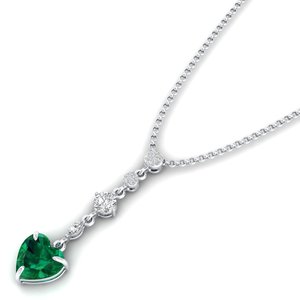 REYES Nuevo Diseño, Collar con Colgante de Esmeralda en Forma de Corazón de Oro Blanco de 14K, 3.46 Quilates, Certificado GRA, Joyería de Lujo con Moissanita - Product Image 3