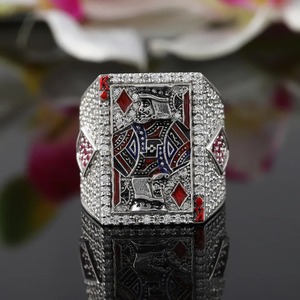 Bague pour Homme Motif Carte de Jeu Roi de Pique, Sertie de Pierres CZ, Bijou de Luxe Hip Hop - Product Image 1