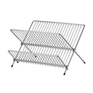 Foldable Stainless Steel X Shape Dish Drying Rack Double Layer Portable <b>Kitchen</b> Plate Holder Compact Tableware Organizer - Product Image 1