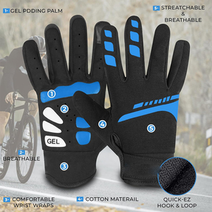 Gants de cyclisme pour hommes et femmes, à doigts entiers, antidérapants, compatibles avec les écrans tactiles, respirants, pour VTT, escalade à vélo - Product Image 6