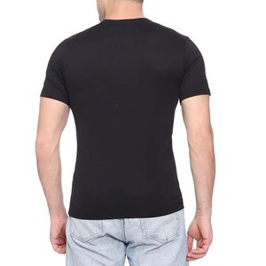 Camiseta Negra de Cuello Redondo con Panel Horizontal Azul Claro - Moda Casual Moderna, Tejido de Algodón Transpirable, Ropa Urbana de Verano - Product Image 2