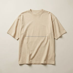 Camiseta de Algodón Lisa de Corte Holgado para Hombre, Cuello Redondo, Manga Corta, Color Sólido, Estilo Casual, Largo Regular, Tejido de Punto Jersey - Product Image 2