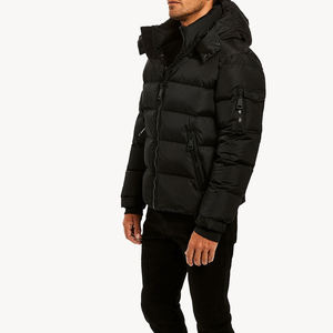 Veste matelassée d'hiver pour homme avec logo personnalisé, col montant, fermeture éclair intégrale, manches longues, veste chaude matelassée pour l'extérieur - Product Image 5