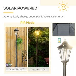 76.5\" Vintage Style Aluminum Solar Lamp <b>Post</b> <b>Light</b> Dusk Dawn Street <b>Light</b> PIR Motion Sensor Lawn <b>Lights</b> Guarded Powdered Solar - Product Image 2