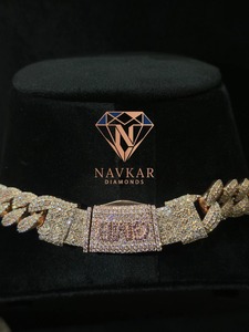Cadena Cubana de Plata 925 con Baño de Oro Real de 14k y Diamantes Moissanite VVS1 para Hombre, Disponible al Mejor Precio - Product Image 3