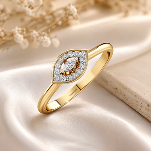 Bague de luxe classique œil de dragon avec diamant de laboratoire taille marquise pour femme, en or 10K 14K 18K et argent 925/935, bijoux d'anniversaire et de mariage - Product Image 1