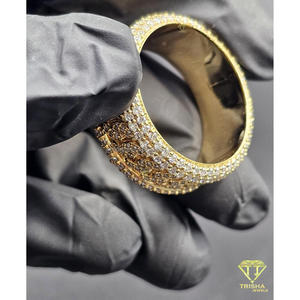 Bague à maillons en argent 925 avec diamants de laboratoire, plaqué or, style Iced Out, bijou de luxe pour les acheteurs en gros - Product Image 5