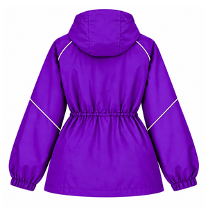 NCNW Chaqueta impermeable con capucha para mujer, color morado, con cremallera completa, cortavientos, cintura ajustable con cordón, puños elásticos, abrigo tipo anorak para exteriores - Product Image 4