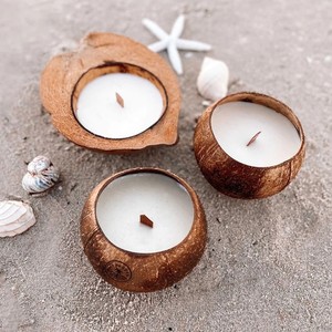 Bougie parfumée à la noix de coco, bol en coquille de coco naturelle, cire de soja, bougies de luxe, décoration de la maison - Product Image 1