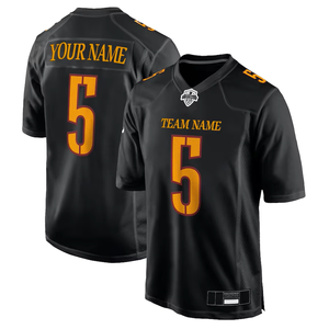 Camiseta de Fútbol Americano Negra Personalizada con Cuello en V, Manga Corta, Impresión Sublimada, Absorbe la Humedad, Nombre del Equipo, Número, para Hombre Adulto - Product Image 2