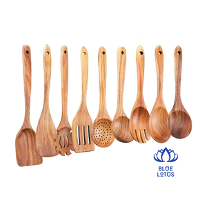 Juego de Cucharas de Madera en OFERTA - Utensilios de Cocina de Mango Largo para Remover, Servir y Más - OEM Disponible - Product Image 1