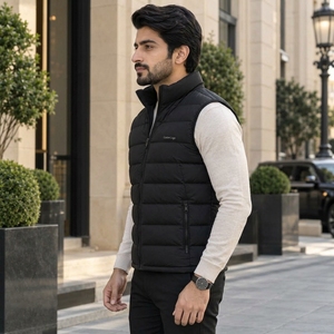 Chaleco de plumón para hombre con aislamiento ligero, protección térmica, tejido exterior duradero, ajuste cómodo y diseño sin mangas. - Product Image 4