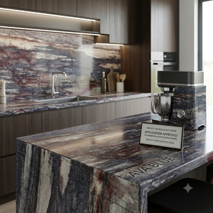 Grande dalle de pierre de quartz bleu <span class=keywords><strong>AVA</strong></span>, moderne, écologique, durable, pour cuisine et comptoir de table - Product Image 1