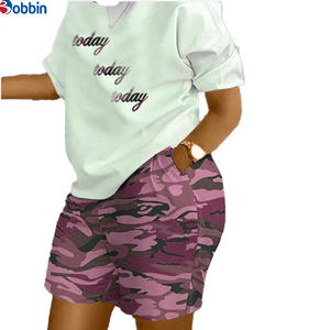 Conjuntos de Dos Piezas de Camiseta y Pantalones Cortos para Mujer, Conjuntos Casuales Estampados para Mujer, Conjuntos Deportivos con Estampado de Camiseta y Pantalones Cortos - Product Image 5