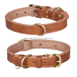 Collar de perro de moda diseño personalizado hebilla de Metal duradera ajustable suave cómodo cuero genuino perro collares para mascotas - Product Image 4