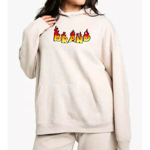 Sudadera con Capucha Extra Grande Unisex de Algodón French Terry con Estampado de Logotipo de Llama, Ropa Casual de Otoño con Diseño de Bolsillo Frontal - Product Image 4