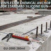 GU-2000 280ml Mastic chimique Vinylester sans styrène, haute performance, durcissement rapide, résistant aux acides et aux alcalis, pour pistolet à mastic, idéal pour l'hiver