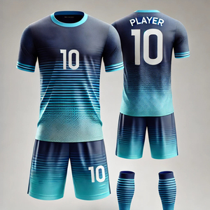 Conjunto de Camisetas de Fútbol Personalizadas con Estampado Retro en Degradado por Transferencia de Calor, Unisex, 100% Poliéster, Manga Corta, Absorbentes de Humedad - Product Image 1